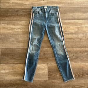 MOTHER The Looker Ankle Fray Thunderstruck Racer Size 26 Skinny Raw Hem *FLAW
